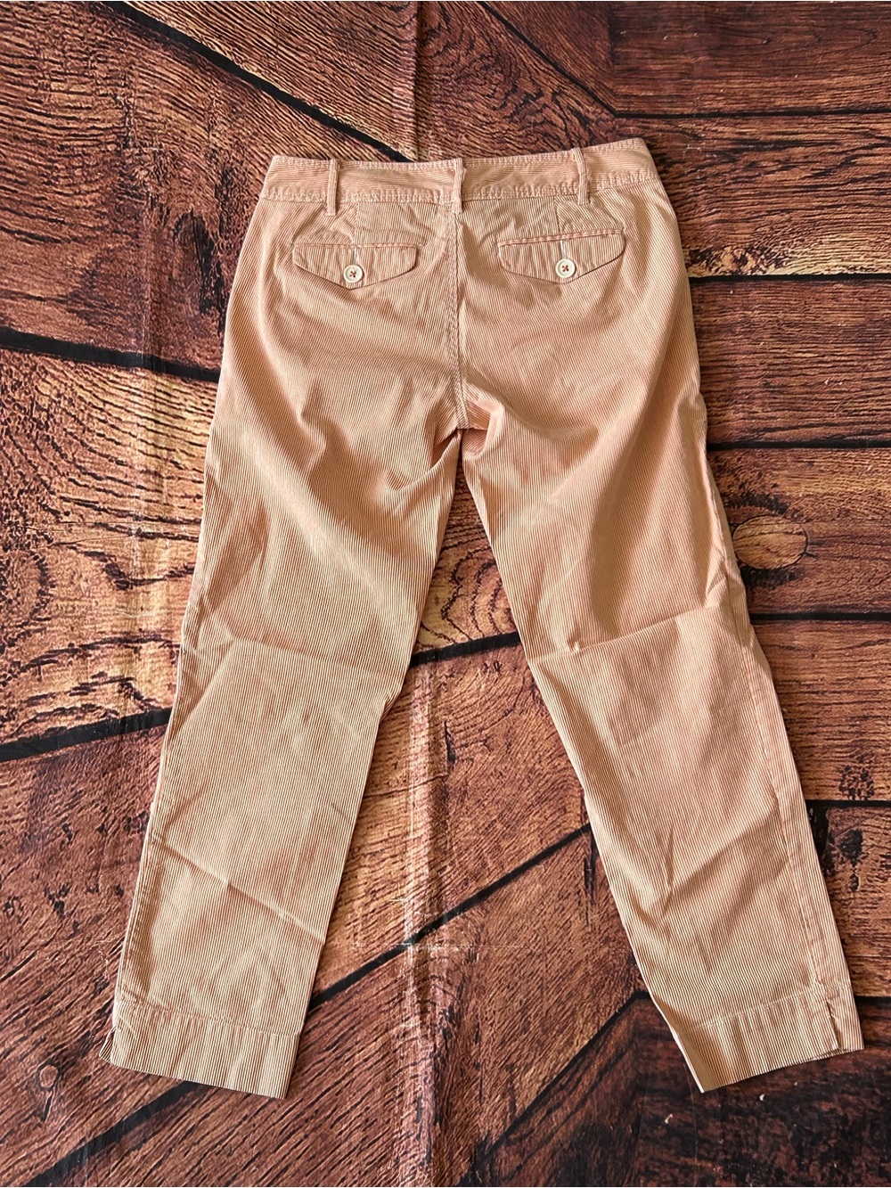 Paper Boy Anthropologie Tan Orange Striped Crop Pants Ankle Size 2 Linen Blend - Picture 8 of 12